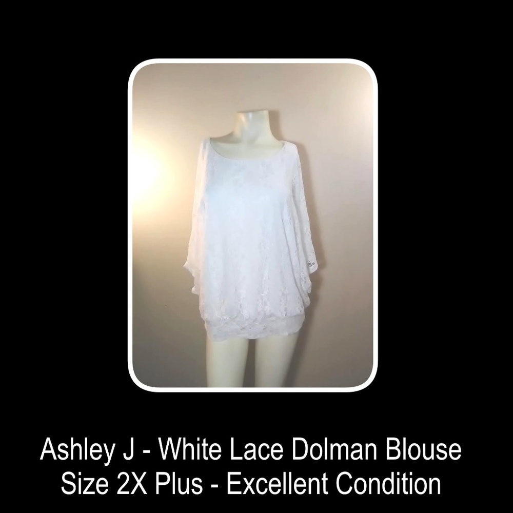 Ashley J White Lace Dolman Sleeve Plus Size 2X
